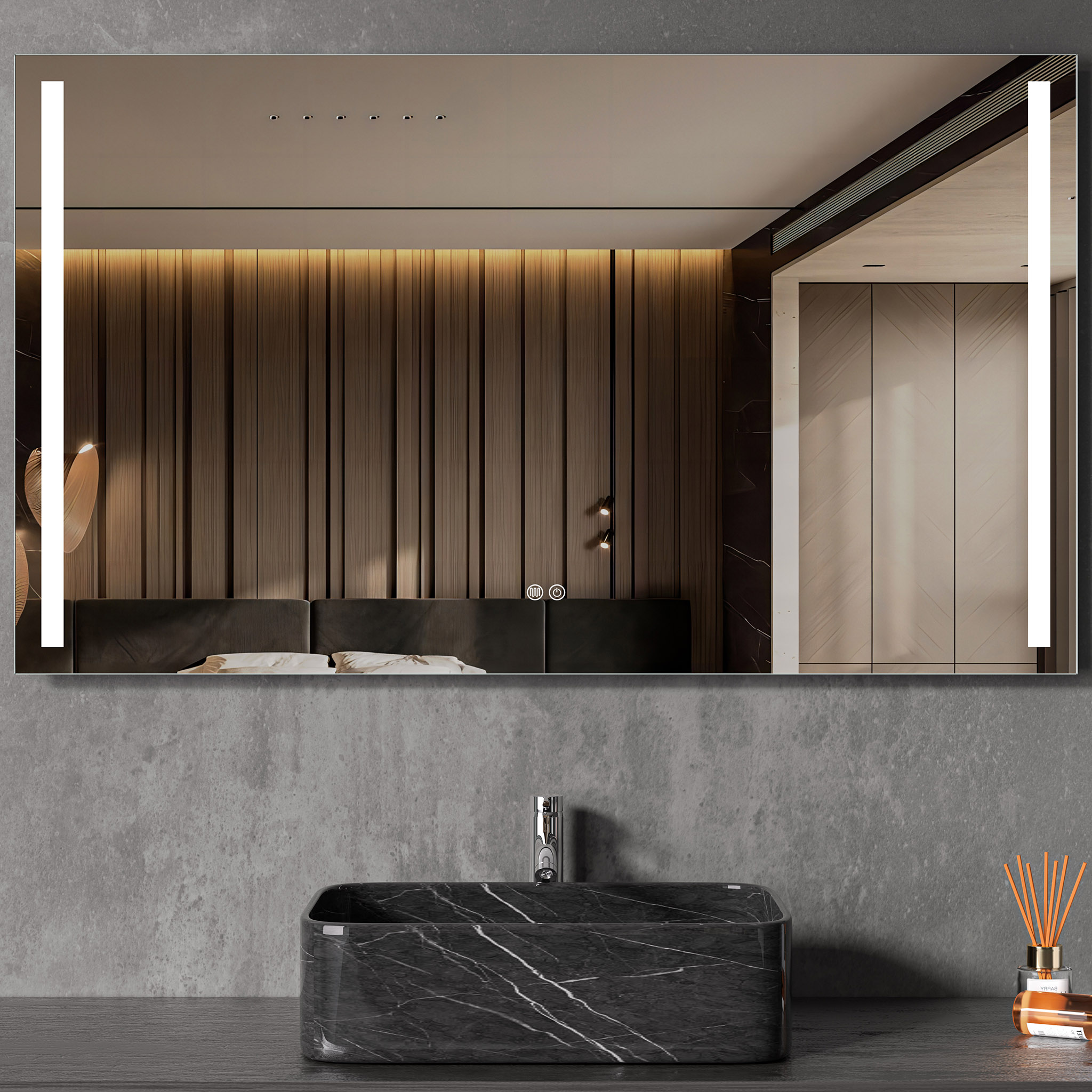 Baderomsspeil 120x70cm | LED-lys sider og antidugg | Rektangul�r