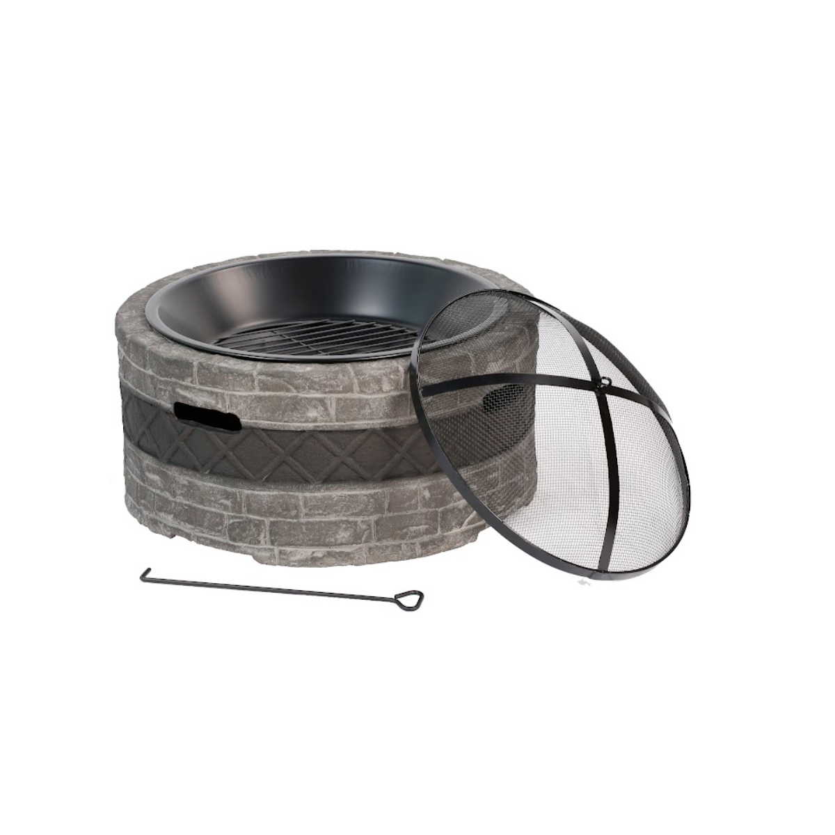 Ildsted med grillfunksjon og gnistbeskyttelse | �89 cm | Ildfat for hage og uteplass | Bergsl�gan