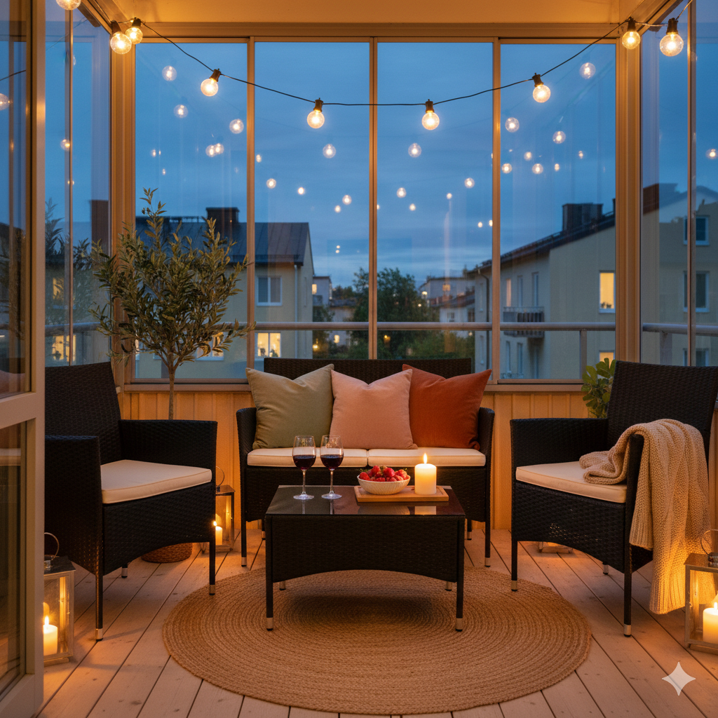 Liten loungesett for balkong