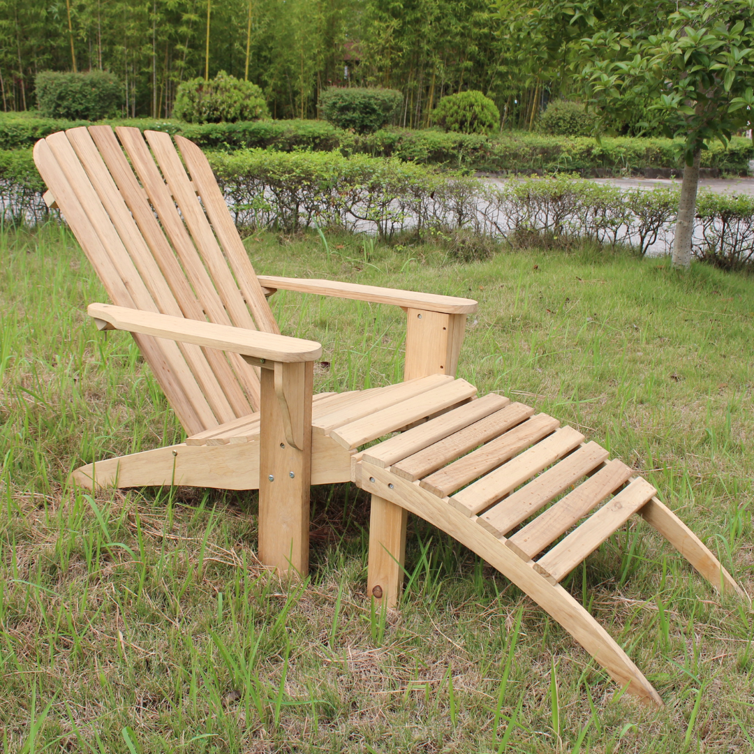 Dekkstol i tre med fotst�tte | Solstol for uteplass | 154 � 67 � 87 cm