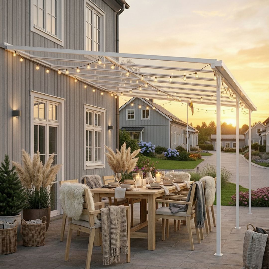 Balkongtak 5,66x2,54 | Kanalplast / Aluminium| Robust design | Hvit