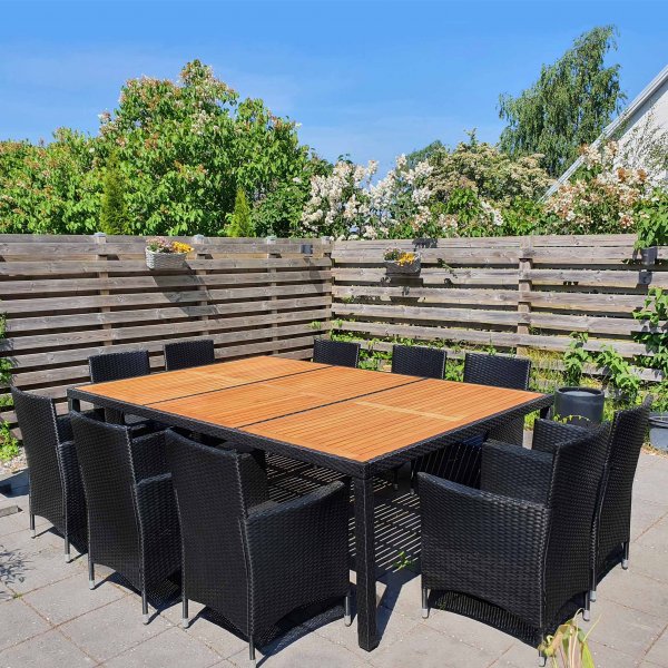 Stor spisegruppe 220x160cm utembler - 10 stoler - Lyfco Svanesund