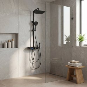 Takdusjsett med LED-display | Svart