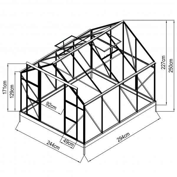 Drivhus 7,2m | 6 mm kanalplast| Hy dyrkingshyde
