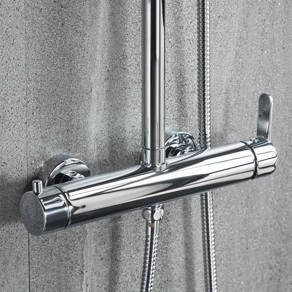 Takdusjsett i krom | 20 cm takdusj, h�nddusj, justerbar h�yde 83�119 cm