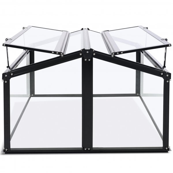 Minidrivhus med to åpningsbare dører V-tak | 4mm sikkerhetsglass | Svart Minidrivhus med to åpningsbare dører V-tak | 4mm sikkerhetsglass | Svart