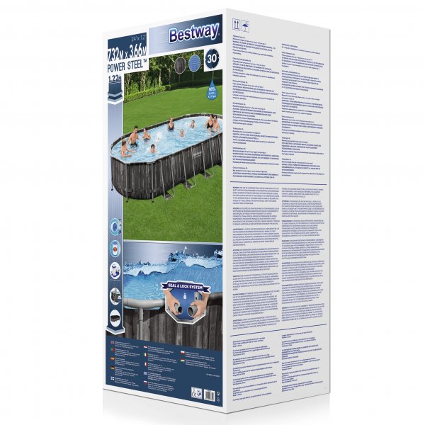 Ovanmarksbasseng Bestway Power Steel Oval - 7,32 x 3,66 m (5611T) Ovanmarksbasseng Bestway Power Steel Oval - 7,32 x 3,66 m (5611T)