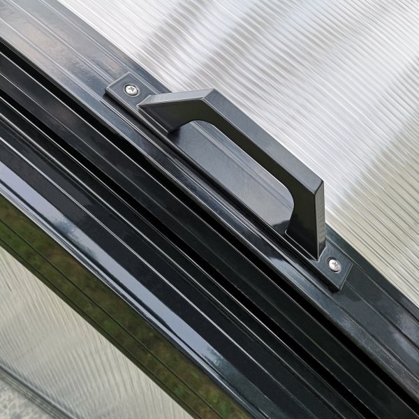 Bassengtak 4x8m med sidod�rr | Solid polykarbonat 4mm | Svart