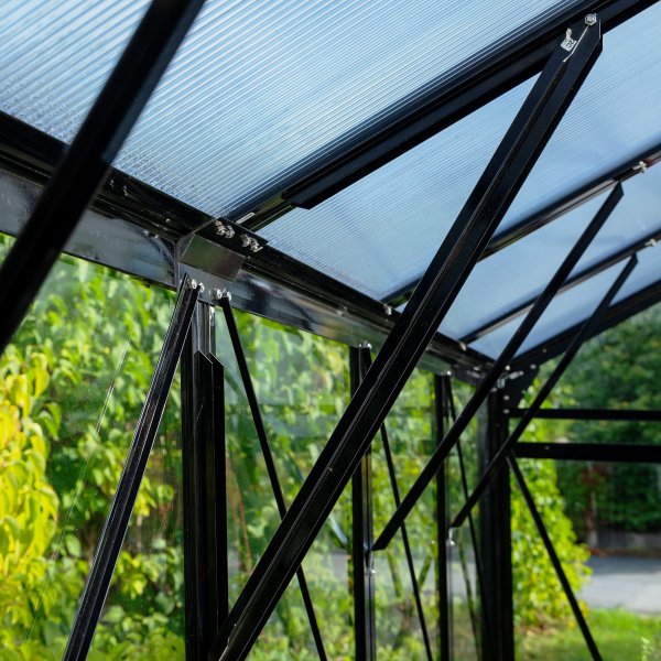 T-formet drivhus i glass 12,8m² | 4mm sikkerhetsglass | 5 års stormgaranti T-formet drivhus i glass 12,8m² | 4mm sikkerhetsglass | 5 års stormgaranti