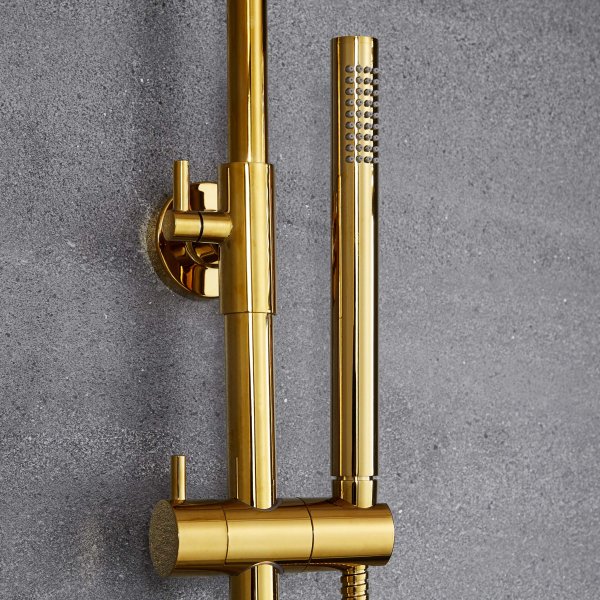 Takdusjsett i messing | 20x20 cm takdusj, h�nddusj, justerbar h�yde 83�119 cm