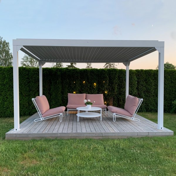 Hvit Pergola Premium | Åpningsbare lameller Hvit Pergola Premium | Åpningsbare lameller