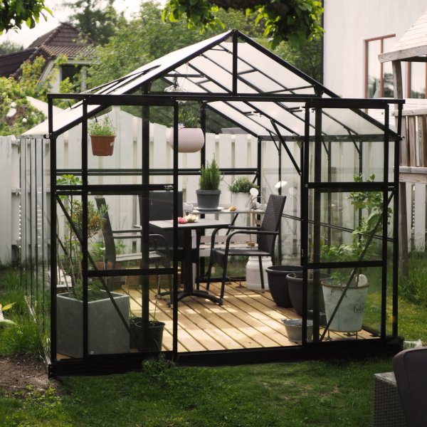 Drivhus 8,0m | 4mm sikkerhetsglass | 5 rs stormgaranti