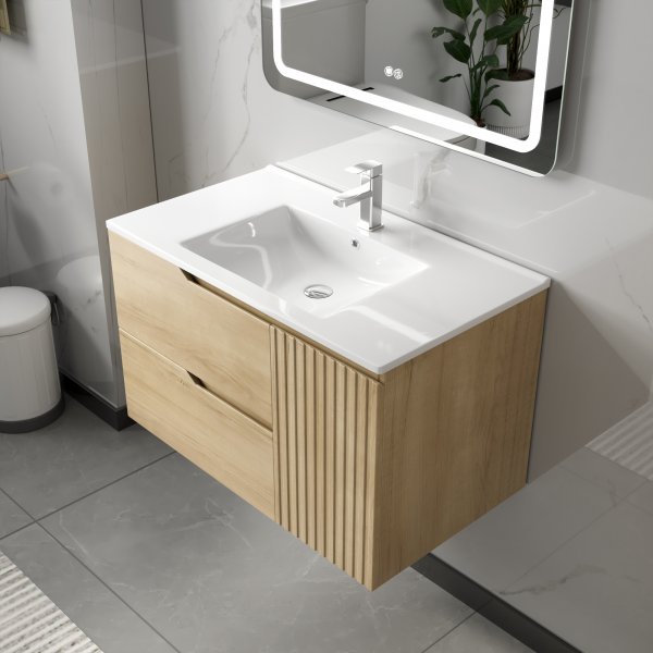 Baderomspakke | Kommode 80cm | Rektangul�rt LED-speil | Milan