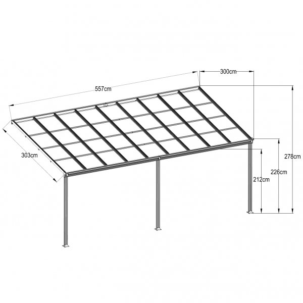 Terrasse 5,6x3,0m | Ekstra hy | Kanalplast / Aluminium