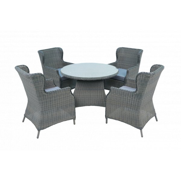 Rund hagemøbelgruppe | 4 stoler | Puter inkludert | Jacksonville grå Rund hagemøbelgruppe | 4 stoler | Puter inkludert | Jacksonville grå