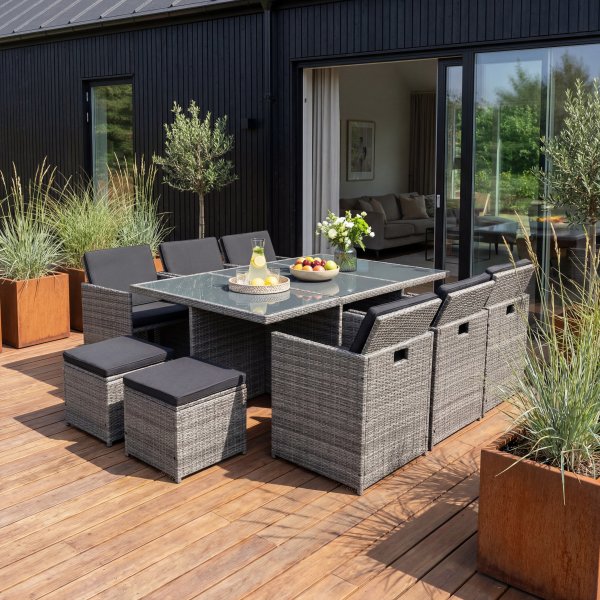 Utend�rs spisegruppe | 10 sitteplasser | Gr� | Kunstrotting