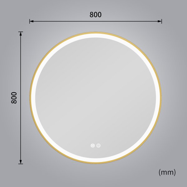 Stilig LED-speil 80x80cm | Gull aluminiumsramme| Antidugg og berøringskontroll Stilig LED-speil 80x80cm | Gull aluminiumsramme| Antidugg og berøringskontroll