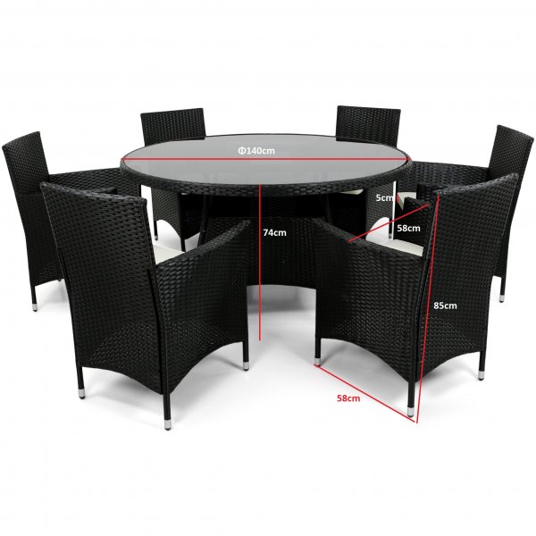 Rund utendrs spisegruppe | 6 stoler | Puter inkludert | Lyfco Tylesand