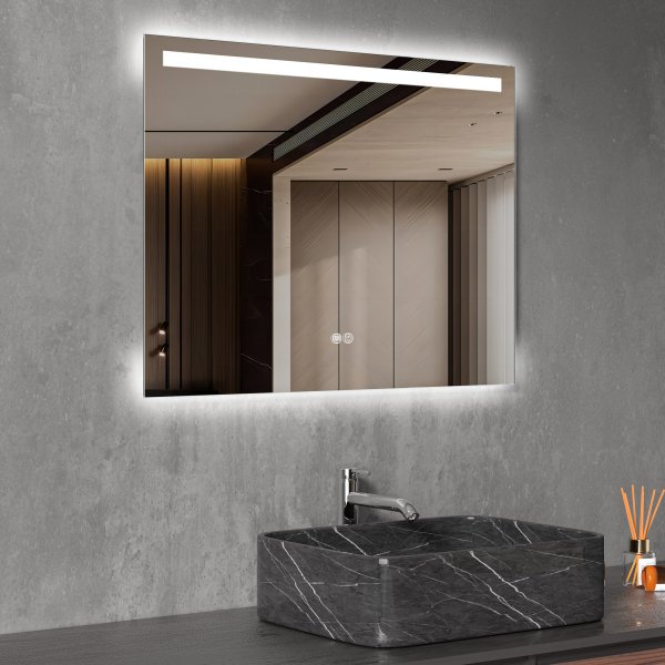 Baderomsspeil med LED-belysning og antiduggfunksjon