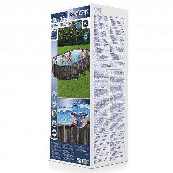 Bestway basseng over bakken 6,1x3,6m - 1,2m dyp | Power Steel Oval (5611R) Bestway basseng over bakken 6,1x3,6m - 1,2m dyp | Power Steel Oval (5611R)
