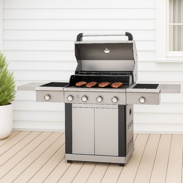 F�rsteklasses gassgrill i rustfritt st�l | 5 gassbrennere | 1 IR-brenner | Dallas