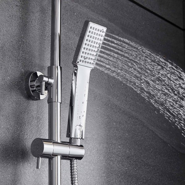 Takdusjsett i rustfritt stl med hnddusj