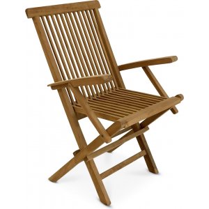 Salt� sammenleggbar teakstol med armlener � klassisk utestol i teak