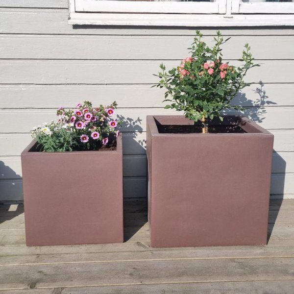 Fiberarmerte utepotter - Mørkebrun - 2-pak Fiberarmerte utepotter - Mørkebrun - 2-pak