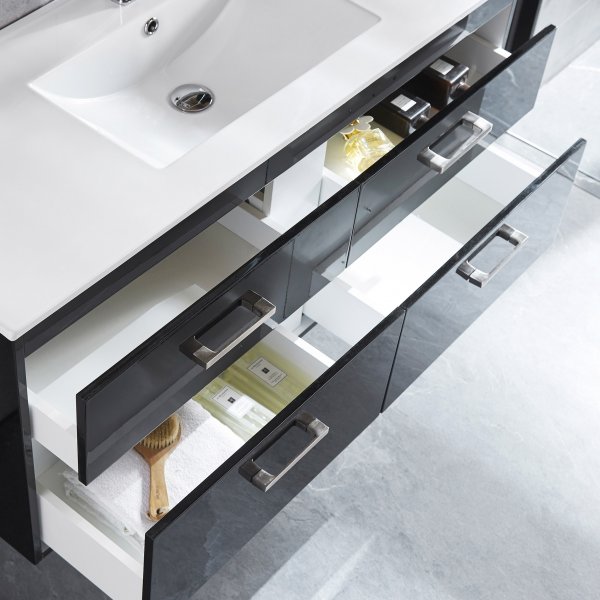 Baderomspakke | Kommode 120cm | H�yskap & LED-speil | Svart