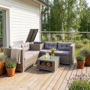 Sofagruppe med puteforvaring | Hjørnesofa | Bord | Grå | Lilla Djursvik Sofagruppe med puteforvaring | Hjørnesofa | Bord | Grå | Lilla Djursvik