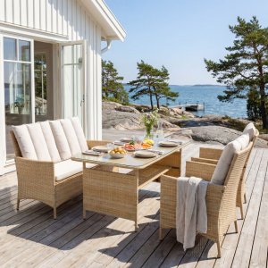 Loungesett med bord i beige | 2 stoler | 2-seters sofa | Gillinge Loungesett med bord i beige | 2 stoler | 2-seters sofa | Gillinge