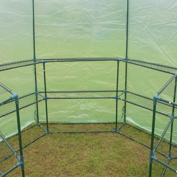 Sekskantet plastdrivhus 3,8m� | St�lramme med PE plastdeksel