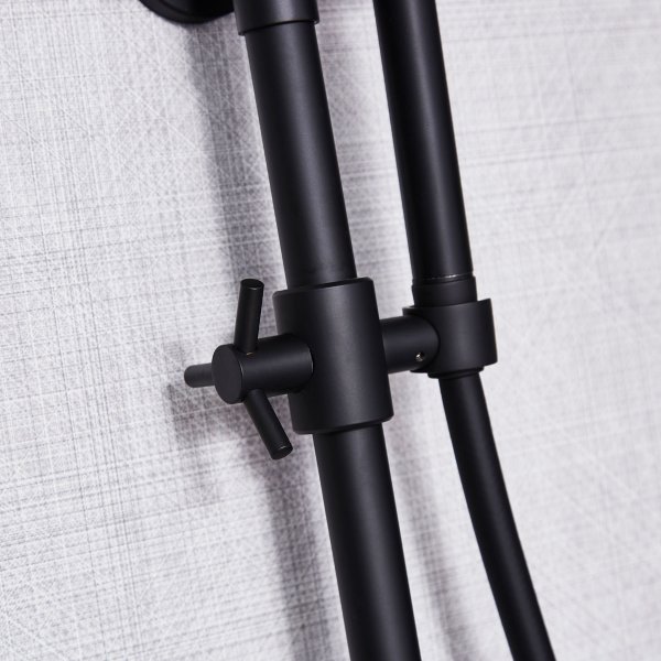 Takdusjsett med termostat svart | �30 cm takdusj, h�nddusj, CC 150/160 mm