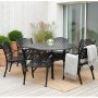 1 Rund hagemøbelgruppe i aluminium | Ø130 cm | 6 stoler | Svart