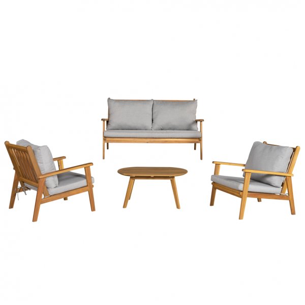 Loungegruppe i akasietre � loungesett for utend�rs bruk | Gr� puter