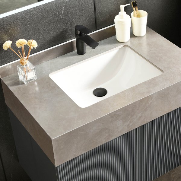 Baderomspakke | Slitesterk sintret stein | LED speil | Cirrus gr