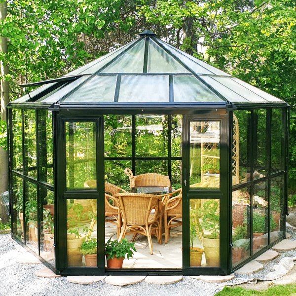 Orangeri/ Lysthus 10m | Sekskantet drivhus | Sikkerhetsglass