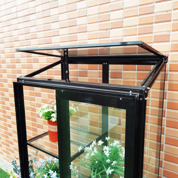 Høyt mini drivhus | 4mm sikkerhetsglass | Svart Høyt mini drivhus | 4mm sikkerhetsglass | Svart