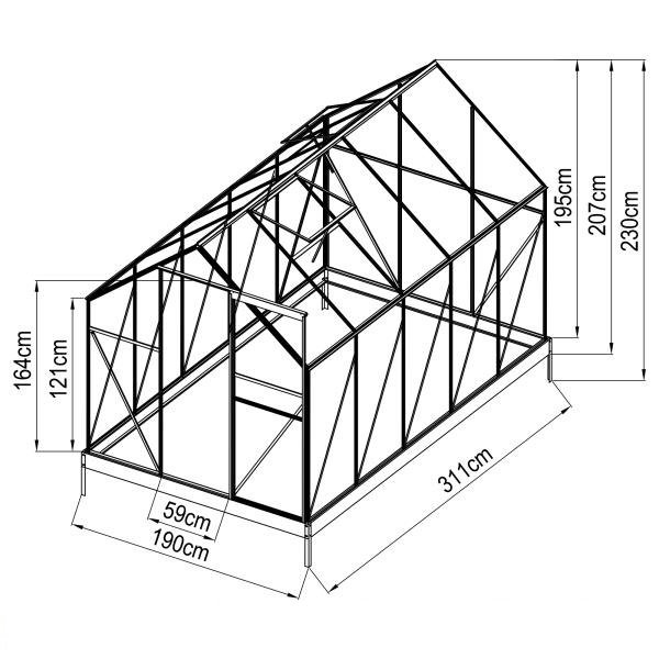 Klassisk drivhus i aluminium 5,9 m² | UV-beskyttet kanalplast og sokkel inkludert Klassisk drivhus i aluminium 5,9 m² | UV-beskyttet kanalplast og sokkel inkludert
