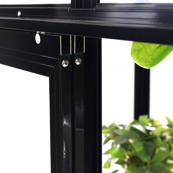 Høyt minidrivhus med V-tak | 4 mm sikkerhetsglass | Svart Høyt minidrivhus med V-tak | 4 mm sikkerhetsglass | Svart