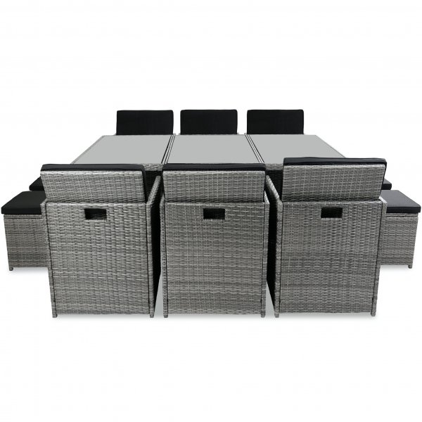 Utendørs spisegruppe | 10 sitteplasser | Grå | Kunstrotting Utendørs spisegruppe | 10 sitteplasser | Grå | Kunstrotting
