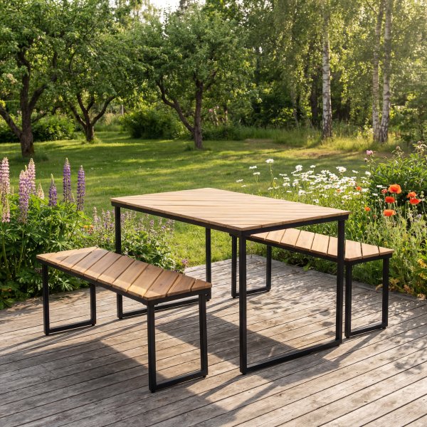 Bord med benker | Utend�rs m�belsett �ja | Akasie | 4 sitteplasser