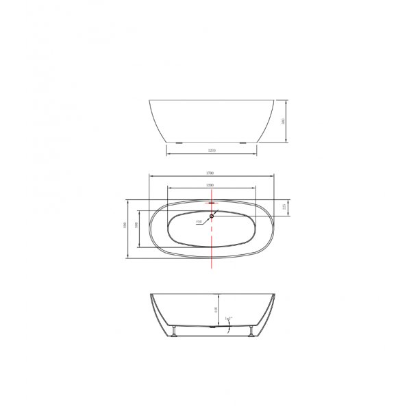 Frittst�ende badekar i hvit akryl 170 cm | Kore