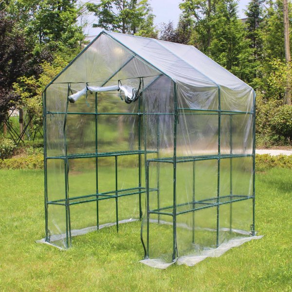 Drivhus i plast 2m² | Stålramme med PVC-belegg Drivhus i plast 2m² | Stålramme med PVC-belegg