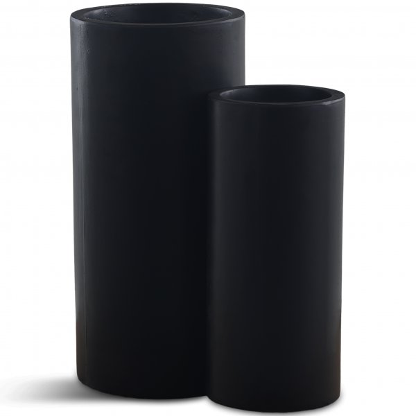 Fiberarmerte utepotter | 2-pak sylindrisk | Svart Fiberarmerte utepotter | 2-pak sylindrisk | Svart