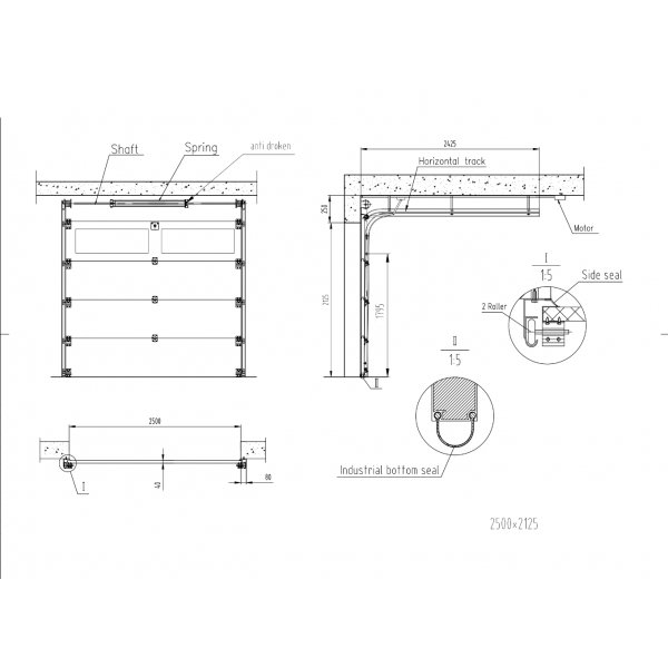 Garasjeport takskyveport | 250 cm | Med vinduer | Elektrisk port med fjernkontroll