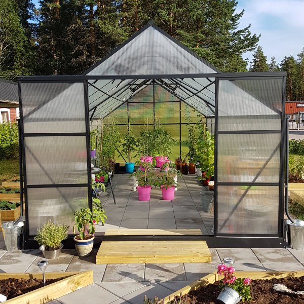 Drivhus 18m Premium | Ekstra hy dyrkingshyde | 6mm kanal plast