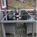 Kundebilde Utendørs spisegruppe med 8 stoler | Puter inkludert | Grå | Lyfco Lysekil: Det er 8 stoler totalt, stødige å...