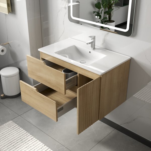 Baderomspakke | Kommode 80cm | Rektangul�rt LED-speil | Milan