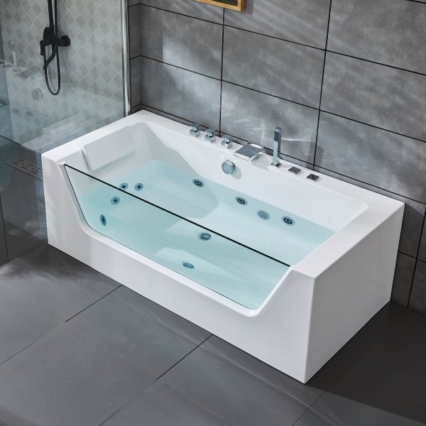 Boblebadekar med glassfront og varmeelement 170x80 cm | BK-020